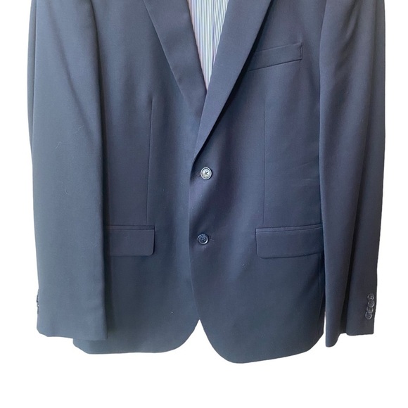 Tommy Hilfiger Mens Wool Navy Blue Long Jacket Blazer Modern Fit Sz 44R - Picture 5 of 11
